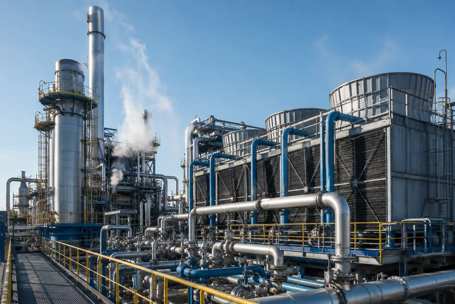 Industrial facility with steam and cooling infrastructure supported by Kayan